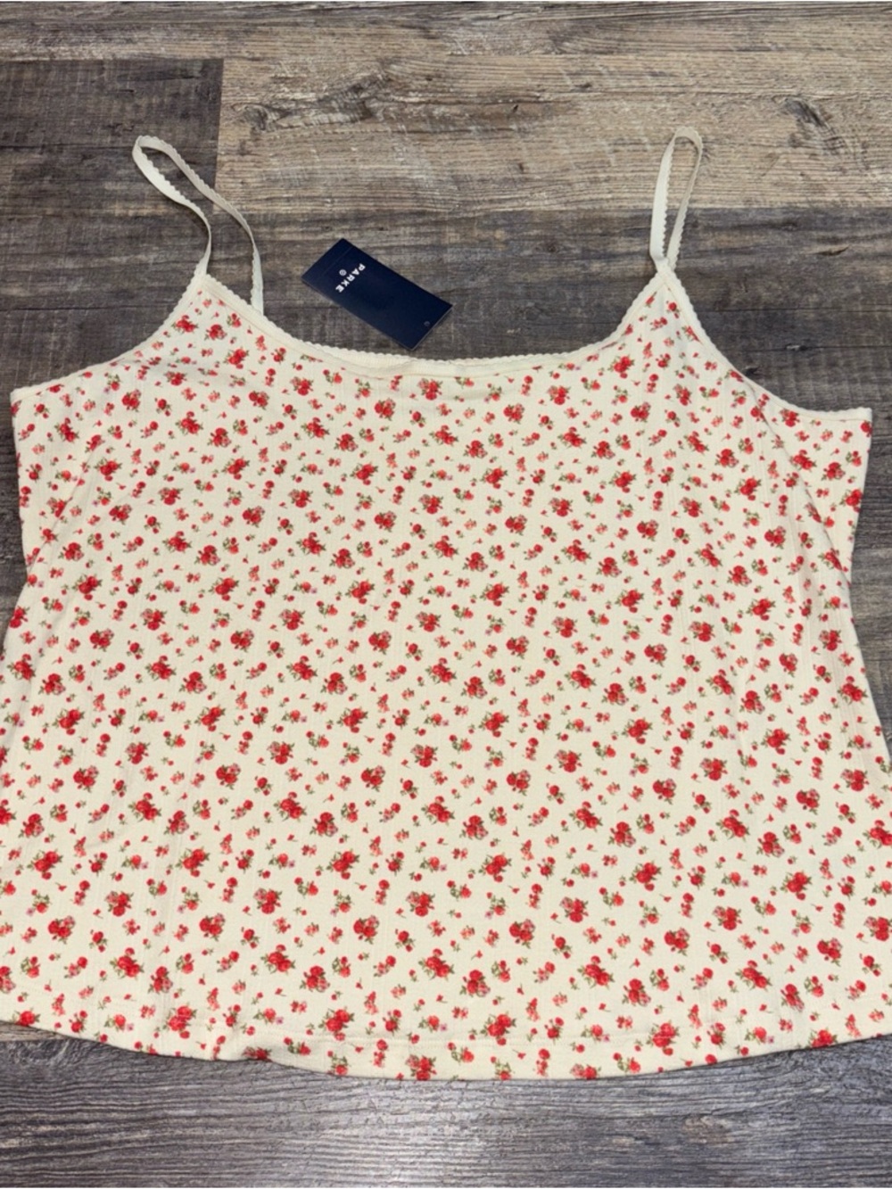 Parke x Target Women's Pointelle Tank Top Cream Floral XXL NWT